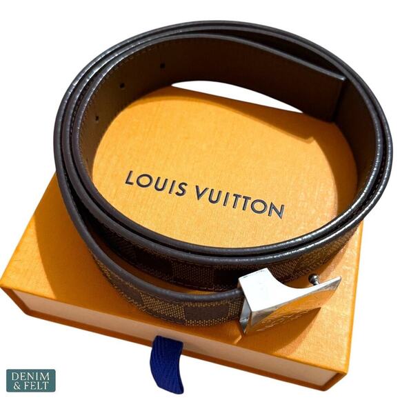 Louis Vuitton Unisex Damier Ebene PARIS Graphite Buckle Belt 100/40 AUTHENTIC - Picture 16 of 16